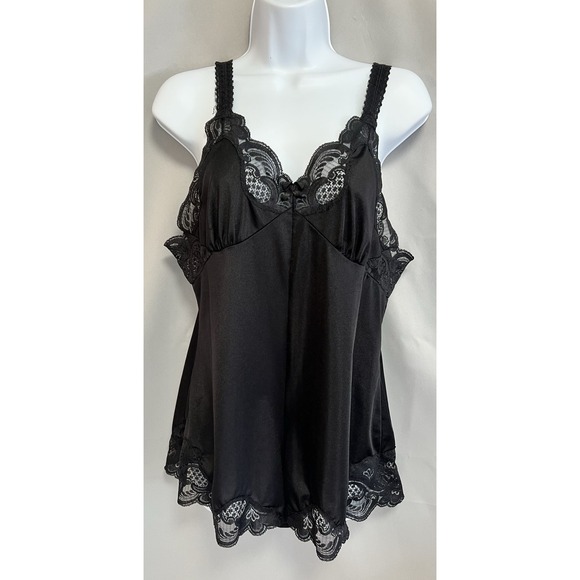 Vintage Ilusion Bodysuit Sleepwear Sz Medium Black Y2K Lace Women's - Picture 1 of 13